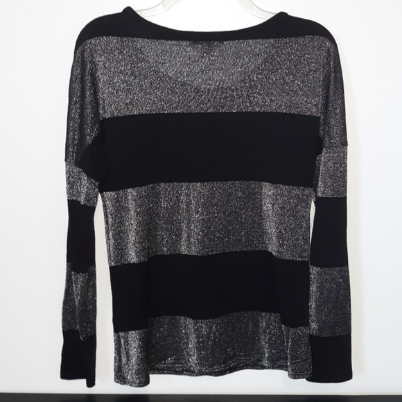 Old Navy Silver and Black Striped Top, size S - Picture 3 of 4